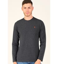 T8588 DEWBERRY BİSİKLET YAKA UZUN KOL T-SHIRT-GRİ ANTRASİT
