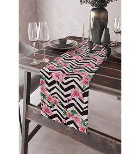 Pembe Flamingo Desenli Premium Masa Örtüsü Runner RNR172