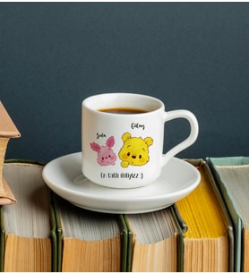 Winnie The Pooh Tasarımlı Türk Kahvesi Fincanı Kişiye Özel