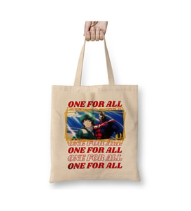 One For All My Hero Academia Beyaz Bez Çanta Uzun Saplı Alışveriş Çantası Plaj Çantası