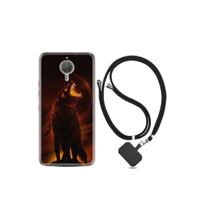 General Mobile Gm5 Plus Kılıf Silikon Desen Boyun Askılı Fire Wolf 1602