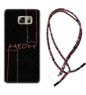 Samsung S7 Edge S20 Fe Plus Ultra S21 S22 Kılıf Boyun Asklı Rasta Silikon Meow 1657
