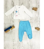 Sevimli Tavşan Temalı Zıbın ve Patikli Alt Takım (Turkuaz)