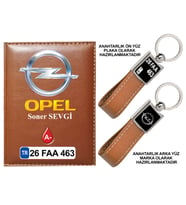 Plakanıza Özel Opel Logolu Taba Ruhsat Kabı ve Anahtarlık