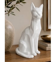 El Yapımı Kübik Kedi Heykeli Dekoratif El Yapımı Heykel Biblo 23 Cm El Yapımı
