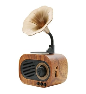 Gramafon Bluetooth Hoparlör Retro Kablosuz Taşınabilir Bluetooth Hoparlör Şık Tasarımlı (Kahverengi)