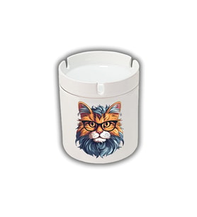 Bilgili Kedi Baskılı Küllük Kül Tablası