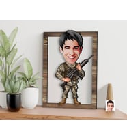 BK Gift Kişiye Özel Asker Karikatürlü 3D Ahşap Tablo, Sevgiliye Hediye, Arkadaşa Hediye, Yıl Dönümü Hediyesi, Doğum Günü Hediyesi-3
