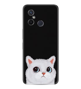 Xiaomi Redmi 12C Kılıf Resimli Desenli Silikon Platinium Series White Cat 1835