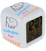 Gifttime Zabağnan Zor Uyanıyoruz Tasarımlı 7 Renk Değiştiren Alarmlı Dijital Küp Saat