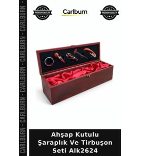 Özel Üretim Set Hediye Ahşap Kutulu Şaraplık Ve Tirbuşon Seti Alk2624