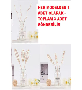 3 Tek Adet 3 Model Aromaterapi Koku Dağıtıcı Rattan Şişe Ahşap Difüzör Çubuk (-Yaprak-Daalı)