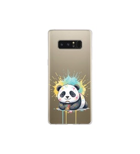 Samsung Galaxy Note 8 ile Uyumlu Splash Panda Tasarımlı Şeffaf Silikon Kılıf