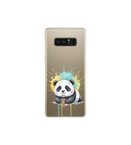 Samsung Galaxy Note 8 ile Uyumlu Splash Panda Tasarımlı Şeffaf Silikon Kılıf