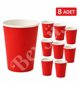 Parti Kağıt Bardak 8li Kırmızı