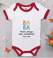 BK Kids Kişiye Özel Baba Tasarımlı Kırmızı Bebek Body Zıbın-2