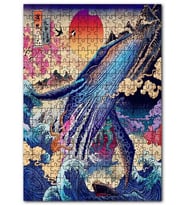 Cakapuzzle Dev Balina Ahtapot Kırlangıçlar ve Dalgalar Puzzle Yapboz MDF (Ahşap) (120 Parça)