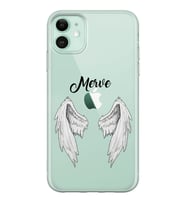 Beyaz Melek Kanadı Tasarımlı Şeffaf Telefon Kılıfı (Tüm Modeller Mevcuttur)
