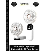 #ElFanı Dijital Ekranlı Sessiz Güçlü Motor Masaüstü USB Şarjlı Taşınabilir Katlanabilir El Fanı