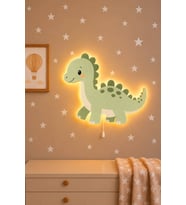 Ahşap Dinozor Gece Lambası Yıldız Hediyeli Pilli Ledli Lamba Bebek Çocuk Odası-Dino1