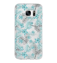 Samsung Galaxy S7 Kapak Floral Su Yeşili Tasarımlı Şeffaf Silikon Kılıf