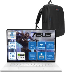 Asus Rog Zephyrus G16 GU605CR Intel Core Ultra 9 285H Aı 32GB 4tb SSD RTX5070TI-12GB 120W Freedos 16" OLED 2.5k 240Hz 0.2ms 550 Nits Wqxga (2560 x 1600) Taşınabilir Bilgisayar WQR204105+ZETTAÇANTA
