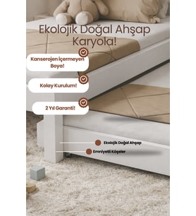 Canvas Model Masif Ahşap Karyola Kolay Kurulum Fırınlanmış İthal Sibirya Çamı 100x200 Yatak Uyumlu