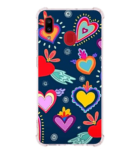 PrintiFy Samsung Galaxy A20 Uyumlu Retro Color 3 Baskılı Şeffaf Köşe Korumalı Antişok Kılıf