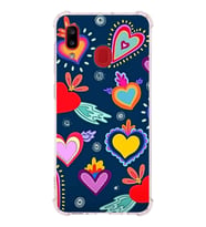PrintiFy Samsung Galaxy A20 Uyumlu Retro Color 3 Baskılı Şeffaf Köşe Korumalı Antişok Kılıf