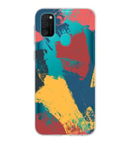 Samsung Galaxy M21 Kapak Brush Stroke Tasarımlı Şeffaf Silikon Kılıf