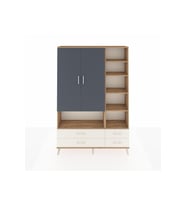 Arges Dolap 10 Raflı 4 Çekmeceli 2 Kapaklı 132x30x195 Çam-Antrasit/Aytaşı