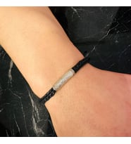 Gümüş Erkek Bileklik, Deri Örgü Gravür Desen Özel Tasarım Bileklik