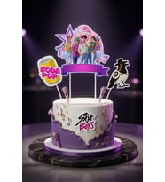 Saja Boys K Pop Huntrix Demon Hunters Pasta Süsü Çubuklu Büyük Tekli Doğum Günü Süs