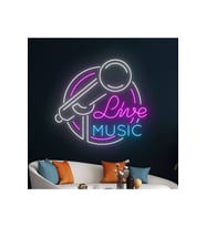 Live MUSIC Yazılı ve Şekilli Neon Tabela