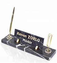Ataçlı Mermer Masa İsimliği Kabartma Yazılı Ofis Hediyesi İsimlik