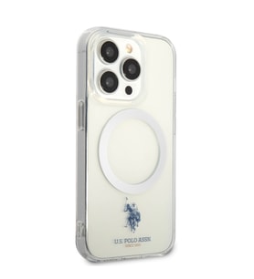 Apple iPhone 14 Pro Uyumlu Kılıf U.S. POLO ASSN. M-safe Şarj Özellikli Transparan Tasarım Kapak (Renksiz)