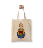Saitama One Punch Man Bez Çanta Uzun Saplı Alışveriş Çantası Plaj Çantası (Beyaz)