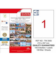 A4 YAPIŞKANLI HAZIR ETİKET - TANEX TW-2000 ÜCRETSİZ KARGO