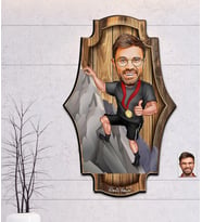 Kişiye Özel Dağcı Karikatür Vintage Ahşap Tablo 30*50 (Çok Renkli)