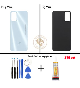 Reeder Vida Seti + Yapıştırıcı S19 Max Pro S Açık Mavi Yapıştırıcı B-7000 Yapıştırıcı Vida Seti Arka Kapak Arka Cam Batarya Kapağı Lazer Kesim Kapak Pil Kapağı Back Cover