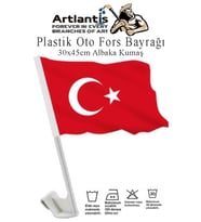 Plastik Otofors Bayrak 30x45 cm 1 Adet Konvoy ve Araç  Bayrağı Cama Takılan Bayrak Türk Bayrağı Oto Fors (Kırmızı-Beyaz)