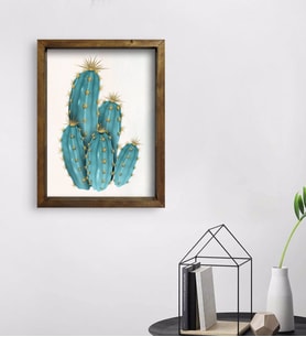 BK Gift Kaktüs Tasarımlı Doğal Masif Ahşap Çerçeveli Tablo 45x65cm-20