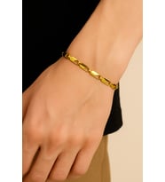 Altın Renk Kesik Arpa Unisex Çelik Bileklik - 3348