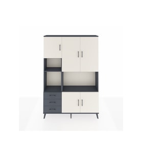 Arges Dolap 9 Raflı 3 Çekmeceli 5 Kapaklı 132x30x195 Antrasit-Aytaşı/Antrasit