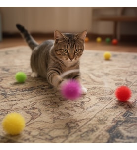 Runaway Mini Kedi Oyun Topu Renkli ve Hareketli Eğlence