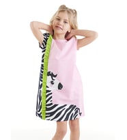 Fırfırlı Zebra Kız Çocuk Pembe Elbise