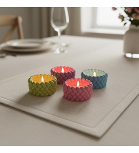 Renkli Tealight Mumluk Seti – Dekoratif Taş Mumluk, Modern Ev Dekoru, Masa & Salon Dekorasyonu İçin Mumluk Seti