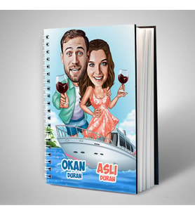Mavi Aşk Turu Karikatürlü Sevgili Defteri