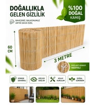 POLYBOTUM Premium Doğal Kamış Hasır Balkon Çiti 60x300 cm Sık Dokuma Dayanıklı Bahçe, Teras ve Balkon İçin Dekoratif Gizlilik Çiti