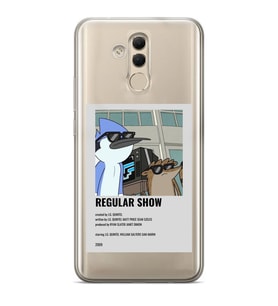 Huawei Mate 20 Lite Uyumlu Regular Show Mordecai ve Rigby Desenli Şeffaf Telefon Kılıfı